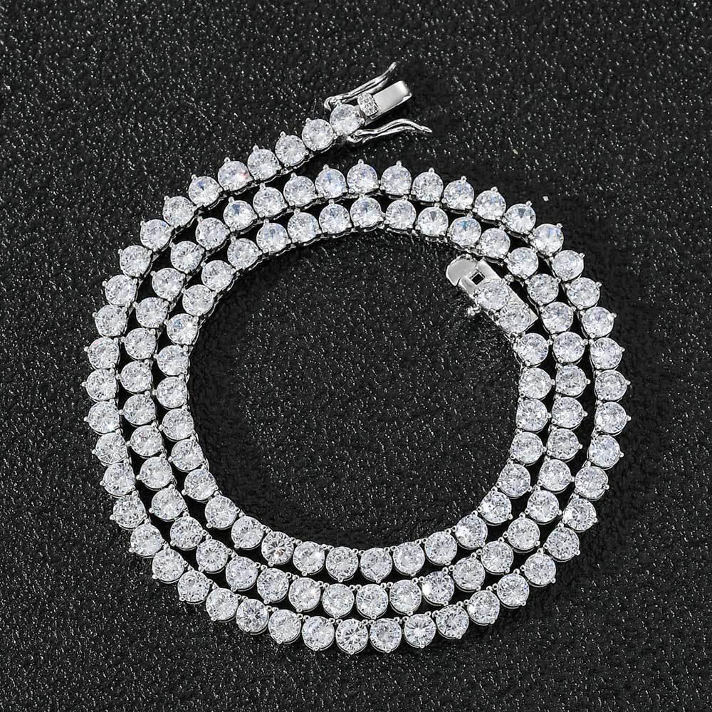 4mm Micro Pave Zircon Tennis Chain Necklace Single Row for Men & Women | Caratix Jewelry - CaratixJewelry
